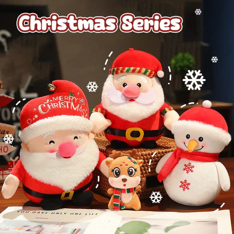 1 PC 2025 คริสต์มาสตุ๊กตายัดไส้ตุ๊กตาของเล่นตุ๊กตา Kawaii Santa Claus Snowman Elk Plush ของเล่นตุ๊กตาของเล่นคริสต์มาส...