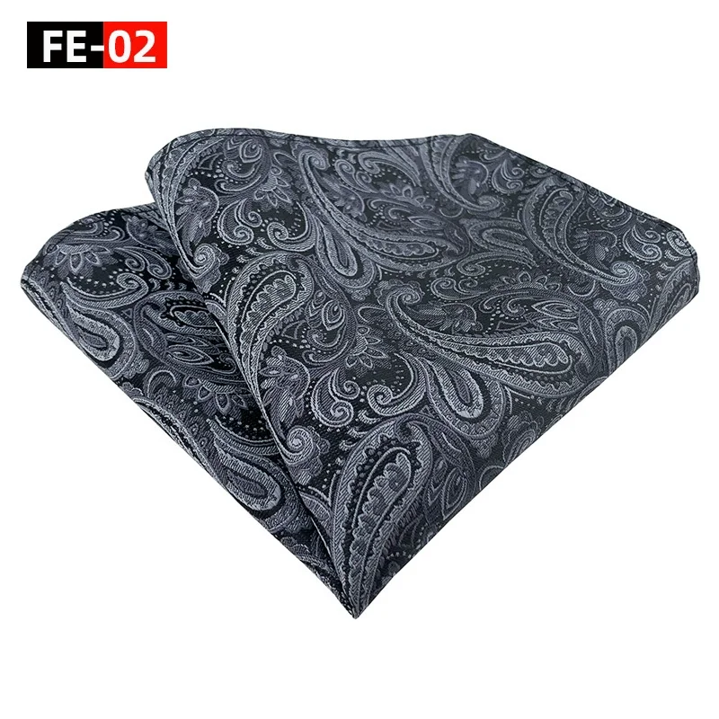 Men Pocket Square Hanky New Design Suit Pocket Handkerchief Fashion Paisley Grey Gold Color Hanky Man Daily Outfits Accessories