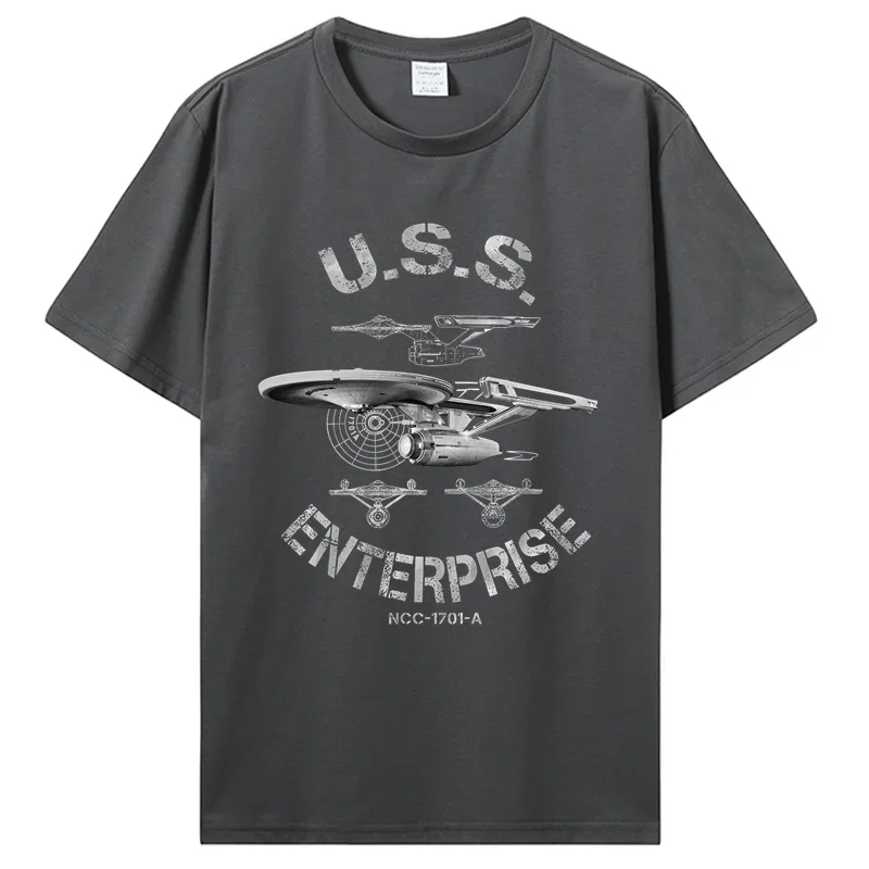 T Shirt men Uss Enterprise Voyager Spock Raumschiff Sci Fi Retro Planet tees tshirt harajuku image 3