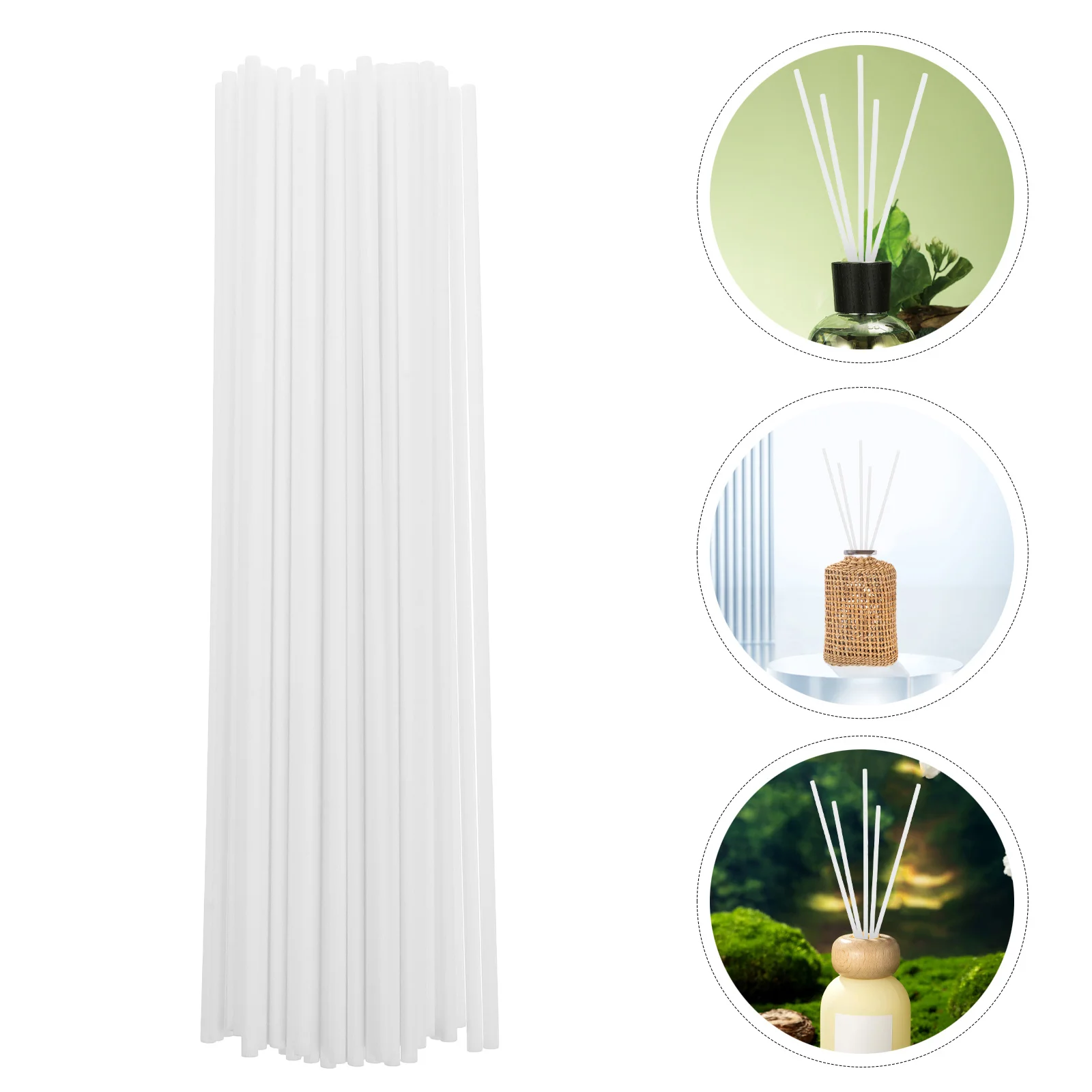 

50Pcs Aromatherapy Diffuser Sticks 4mm White Glue-Free Fiber Fast Fragrance Release Longlasting Scent for Essential Oil