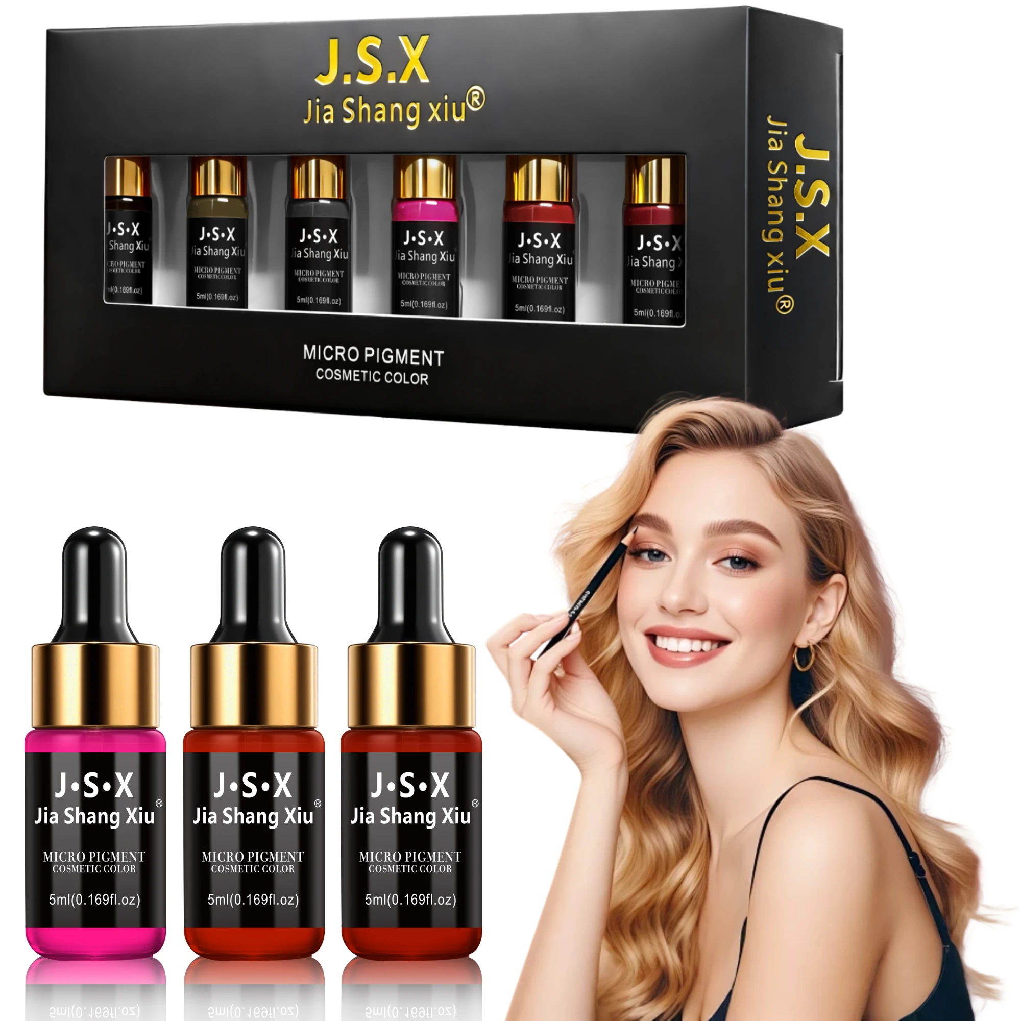 

New5mlpermanent makeup pigment ink for eye,eyebrow and lip micro-engraving tattoos.Beauty micro-engraving tattoo ink[6 colors]
