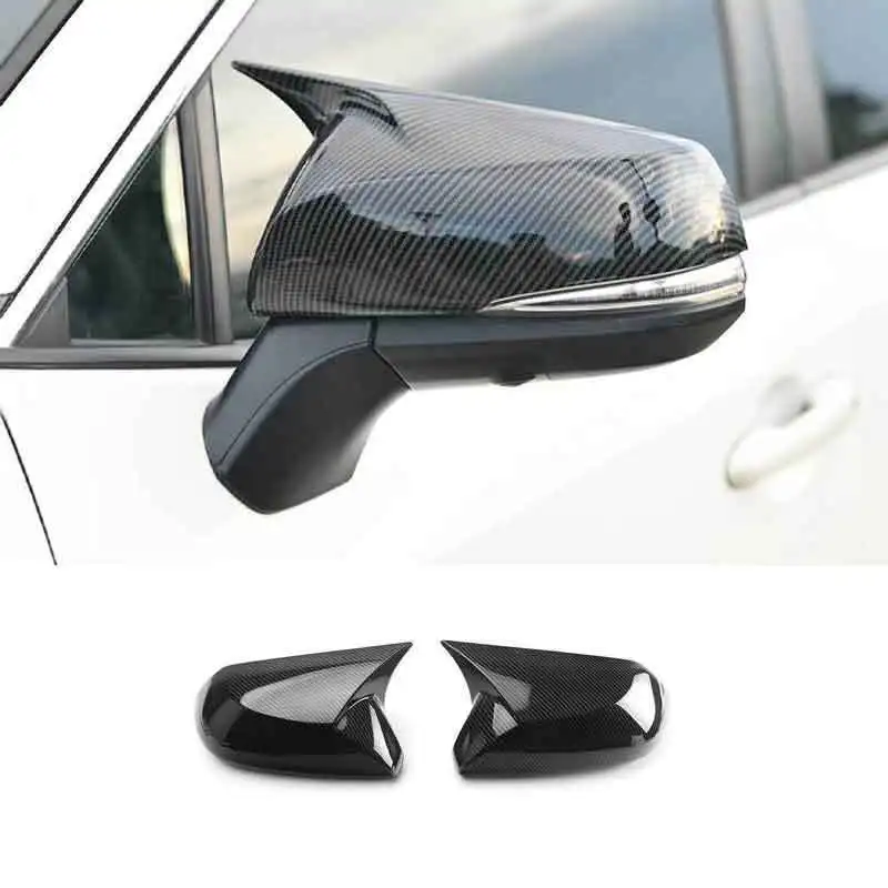 

2pcs OX Horn Rear View Mirror 2019-2022 For Toyota RAV4 Cover Trim Carbon Fiber