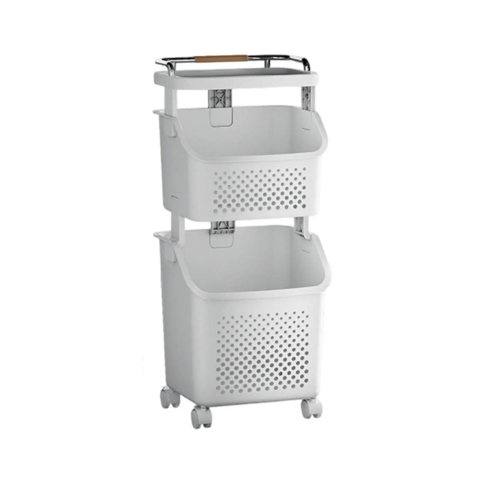 Multi-tiered laundry cart, multi-layered rolling laundry basket with shelf