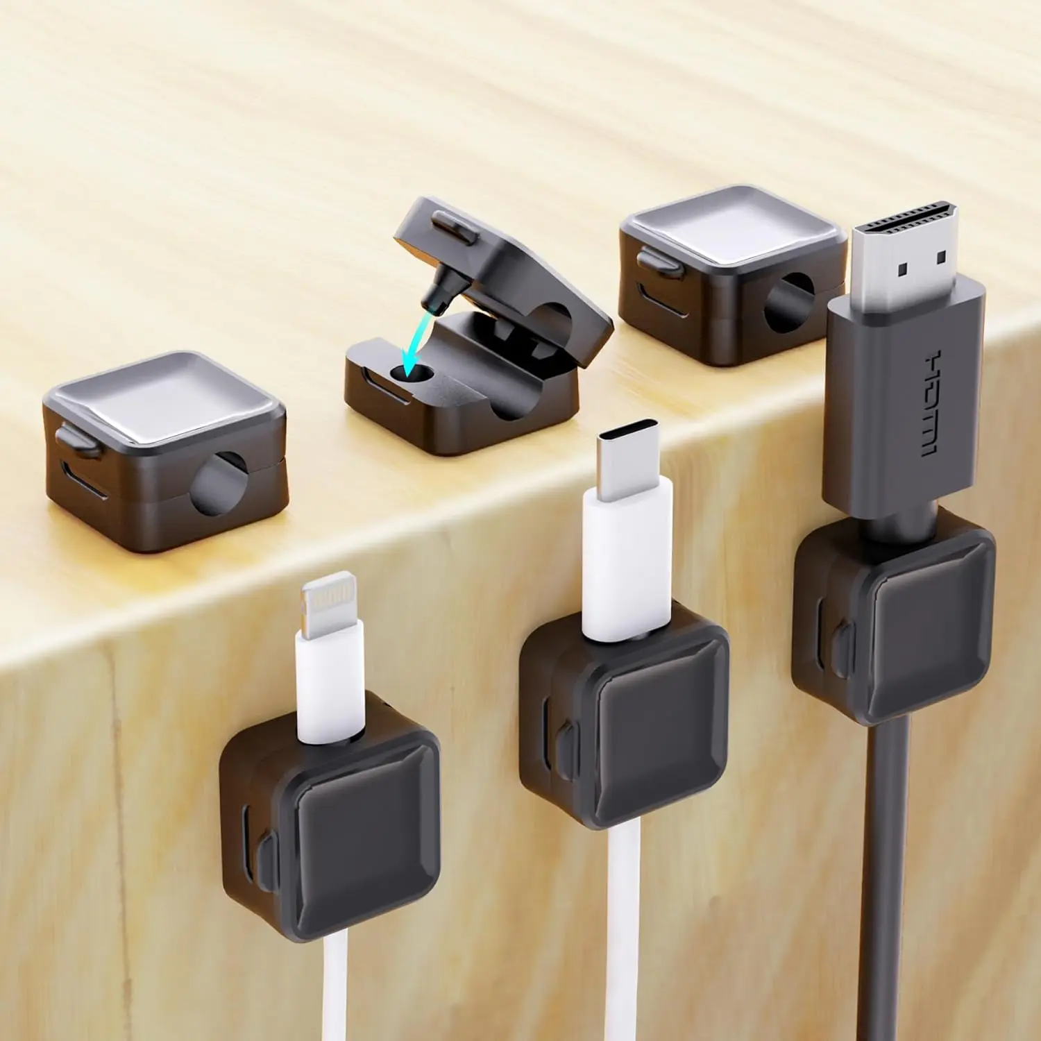 10 Pack Cable Clips Cord Holder, Adjustable Cable Management Cord Organizer Holder for Desk, Phone USB Charging Cable