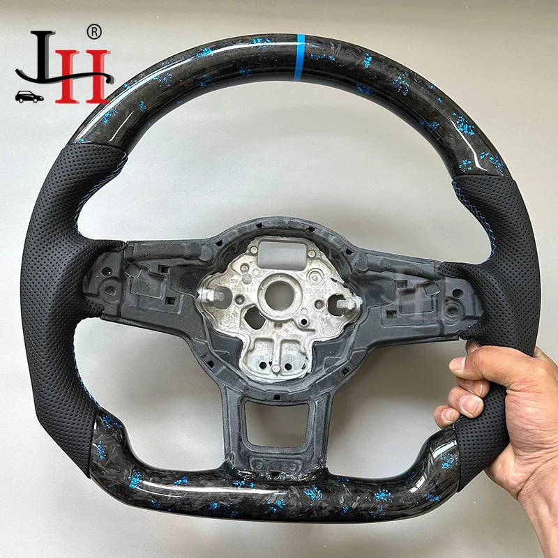 Модернизация и модификация синего кованого руля из настоящего углеродного волокна для Volkswagen Golf 7 7,5 GTI GTD GTE R 2013-2020