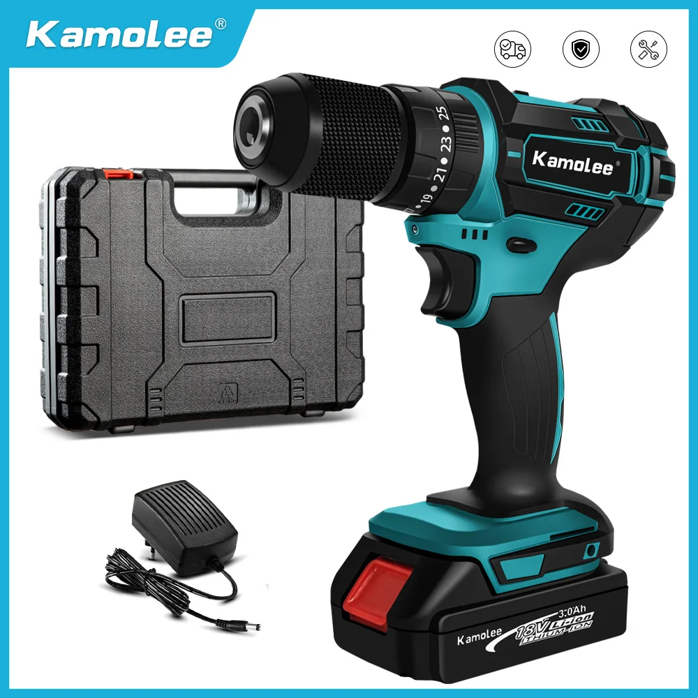 

Kamolee 13mm Brushed Cordless Electric Impact Drill Electric Screwdriver Home DIY Power Tools For Makita 18V Battery