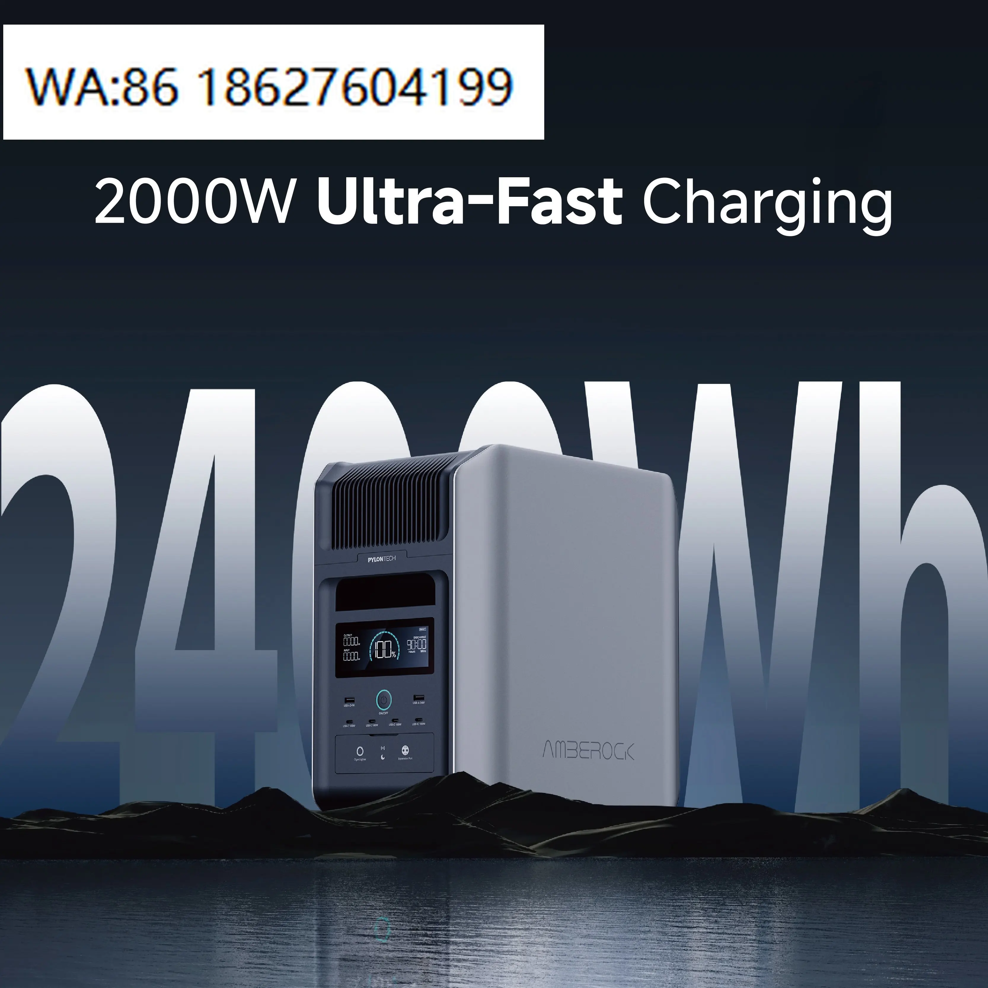 2400W Balcony Portable Power Station, Built-in MPPT, Plug-and-Play Home Garden Use