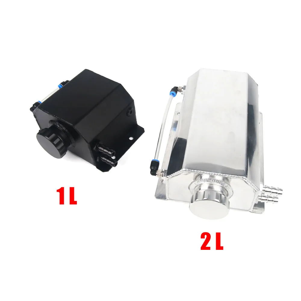 Universele 1l/2l Aluminium Koelmiddeltank Reservoir Tank Motor Met Aftapplug Ontluchting Oil Catch Can