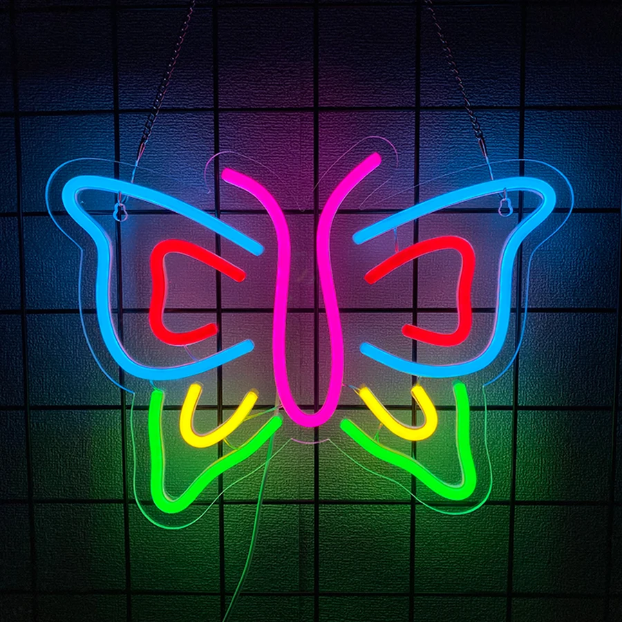 

Неоновая вывеска в виде бабочки для декора стен, светящаяся вывеска для декора спальни, салона красоты, клуба, вечеринки, бара, свадьбы, подарок на день рождения для друзей