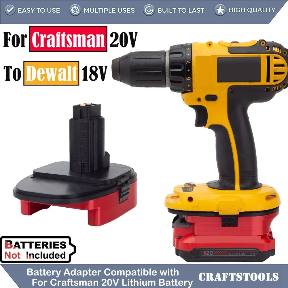 Batterieadapter zum Umwandeln von Craftsman V20 Lithium-Batterien in Dewalt 18V XRP Elektrowerkzeug-Zubehör (OHNE Batterien)