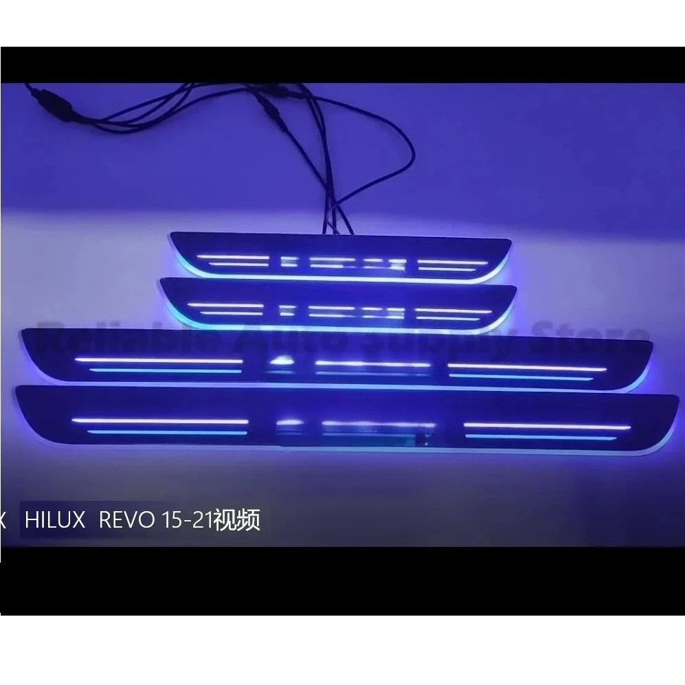 For Toyota 15-21 Hilux Revo Lighted Door Sill Scuff Plate Entry Step Red White Blue RGB Multi-color Durable Easy Installation