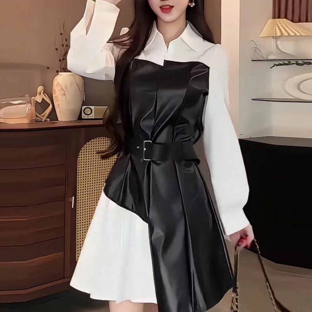 

2025 autumn and winter popular super fire skirt, high-end super good-looking thousand gold style black splicing dress