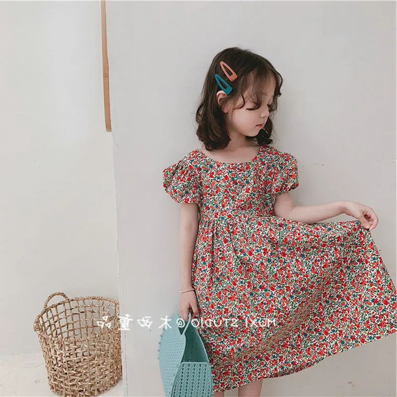 

Girls Skirt 2025 Summer New Childrens Clothing Korean Style Girls Baby Fashion Floral Halter Skirt Casual Simple Daily