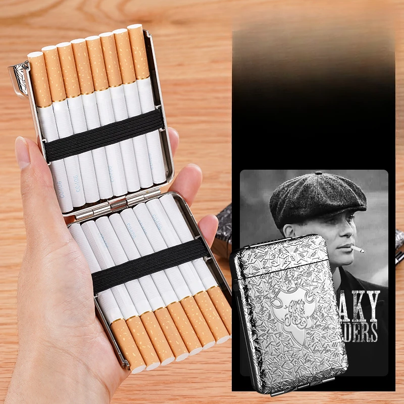 Rechargeable Metal Cigarette Case, Three-Open Cigarette Case, London Peaky Blinders, Sherby\'s Same, Retro https://a.a