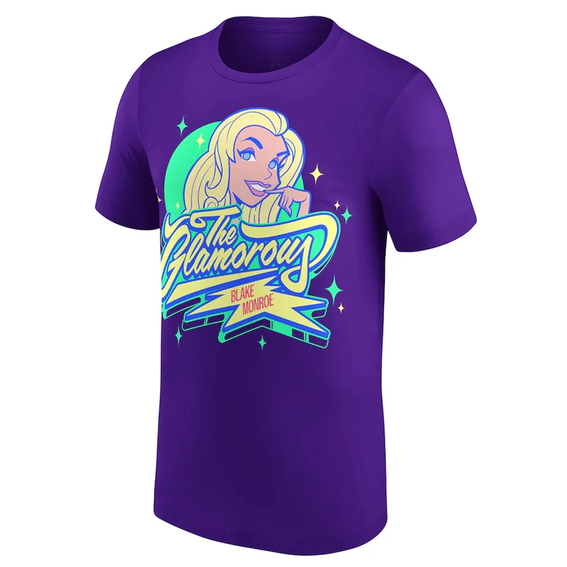 الرجال الأرجواني بليك مونرو مسابقة المصارعة الأرجواني براقة 2025 جديد الصيف قصيرة الأكمام المرأة تي شيرت رياضي #2