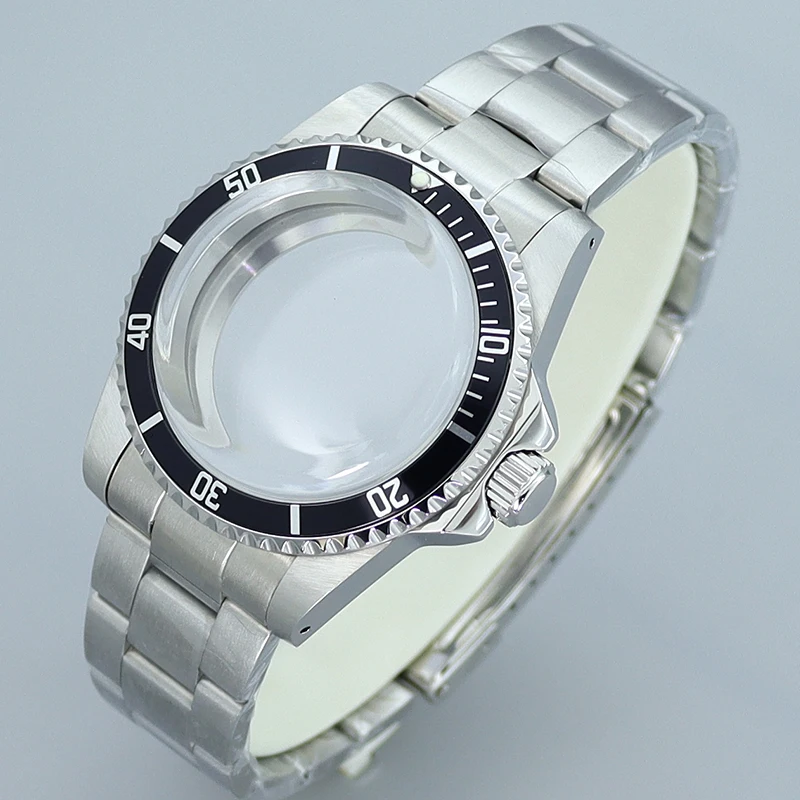 

Винтажный серебряный корпус для часов 38 мм, стальной браслет, купольное акриловое стекло для ретро Submariner NH35 NH36 38, механизм, однонаправленный безель
