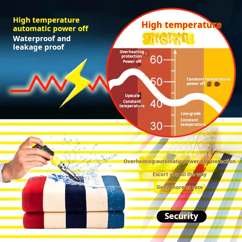 بطانية كهربائية بطانية كهربائية واحدة مرتبة سرير مزدوجة دافئة بمقبس الاتحاد الأوروبي وسادة سجادة للتدفئة الكهربائية 220 فولت