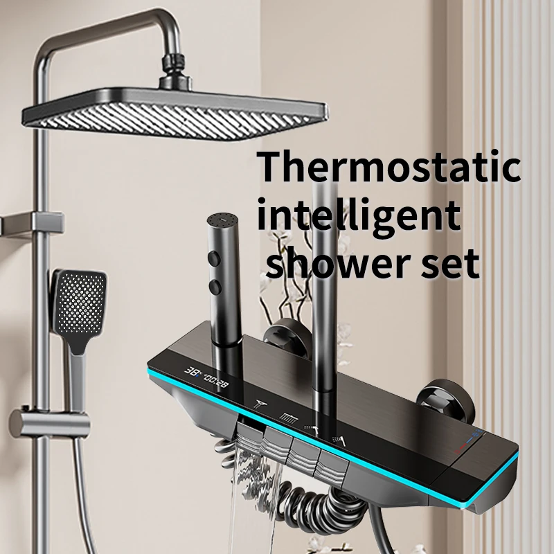 

Shower Head Set with Constant Temperature and Pressure Display, Piano Key Design, Home Shower, Bathroom Shower Head