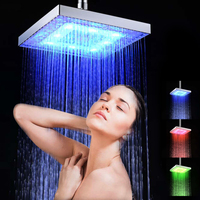 LED Rain Shower Head High Pressure Shower Head Water Save Automatically Color-Changing Temperature Sensor Showers for bathroom