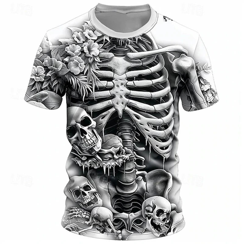 Newest Cool Skulls Skeleton Designer Casual Subculture Men's 3D Printed T-shirt Tee Sports Outdoor Holiday Going Out T Shirt Top