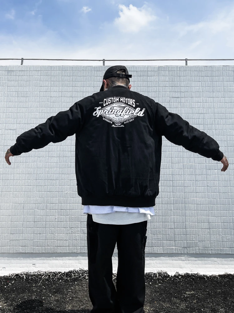 

Trendy American Pilot Jacket Men's Autumn Winter Thick Casual Baseball Style Cotton Coat Warmth Comfortable Loose Fit Print