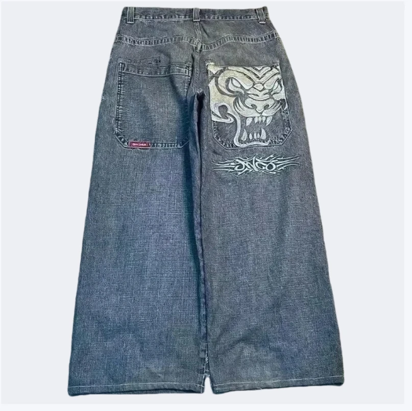 Calça jeans casual solta masculina, calça masculina, streetwear hip-hop, nova roupa de moda, 2024