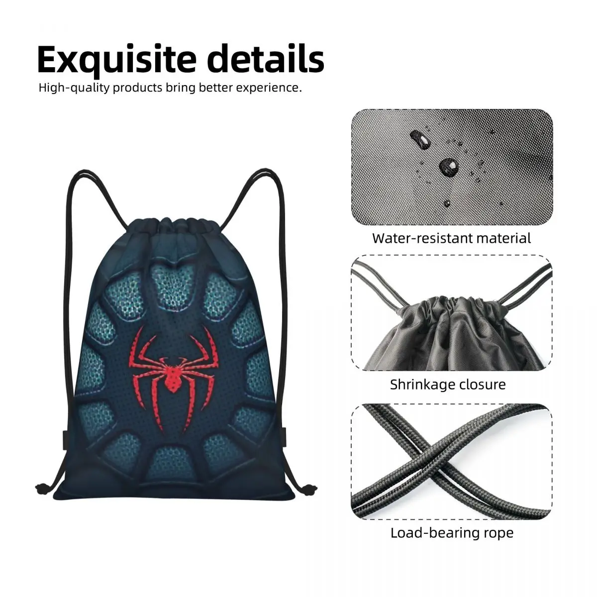 Cartoon Animal Little Spider Drawstring Backpack Women Men Gym Sport Sackpack Foldable Training Bag Sack