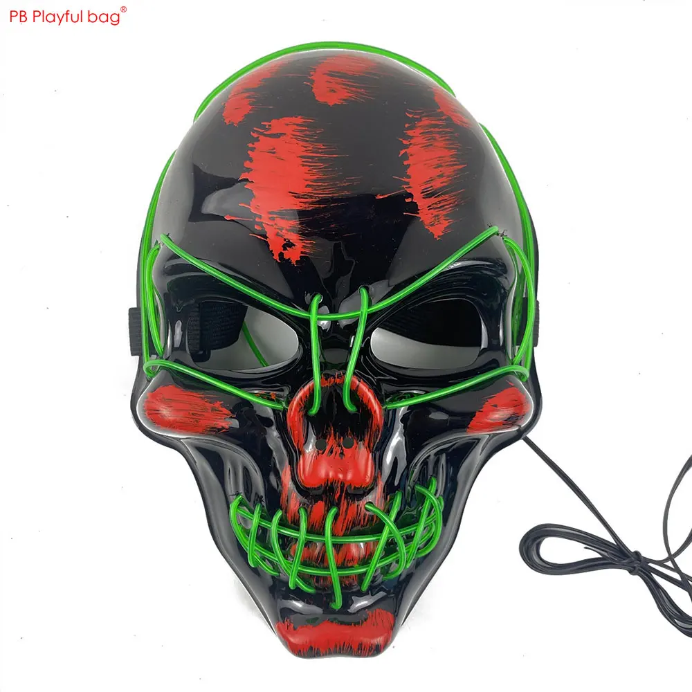 LED เรืองแสง Skull หน้ากากปาร์ตี้ฮาโลวีนคอสเพลย์ของเล่น Props ความบันเทิงเทศกาลที่มีสีสัน Ghost Mask AC189