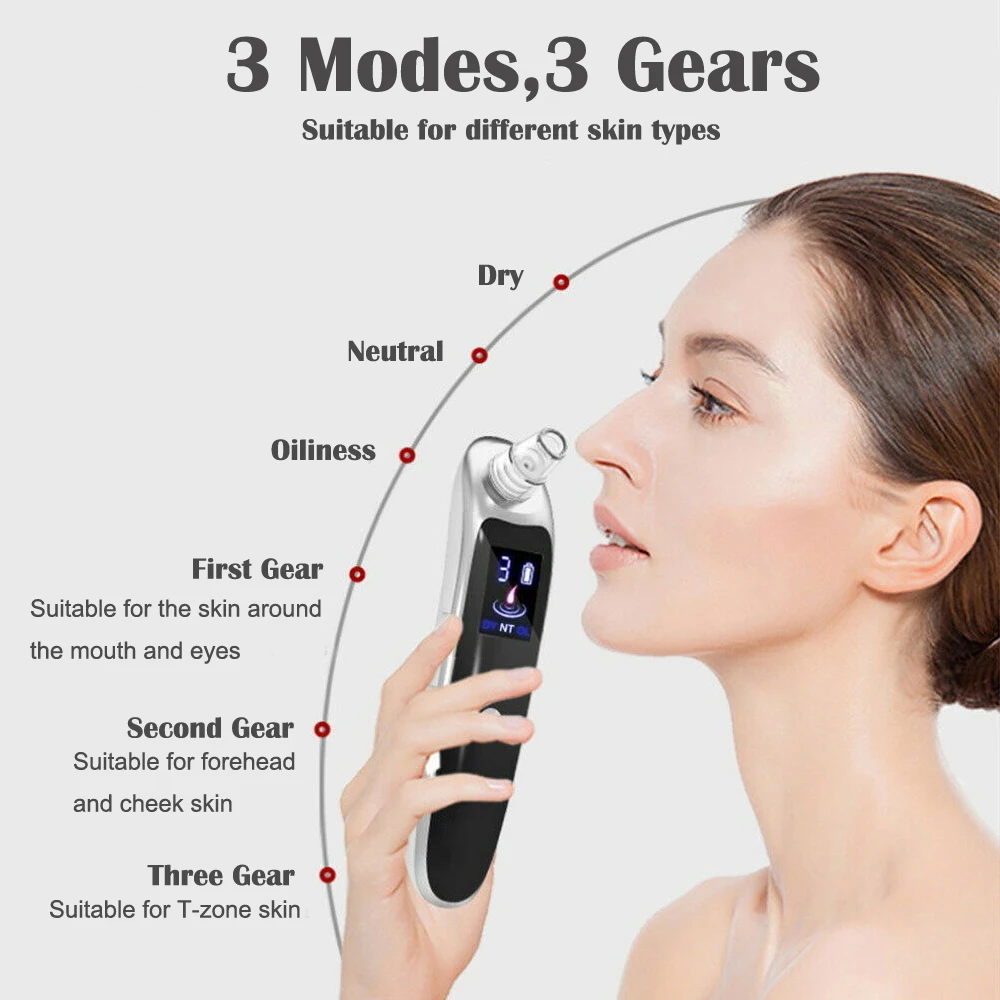 Electric Blackhead Remover Deep Cleansing Pore Vacuum Cleaner Face Nose Black Head Acne Pimple Removal Machine Skin Care Tools