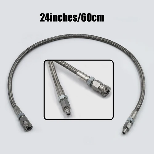 Imagen 2 del producto Manguera de carga de látigo de llenado de alta presión, extensión de tubo largo remoto, extremo hembra y macho de acero inoxidable, desconexión rápida de 8mm