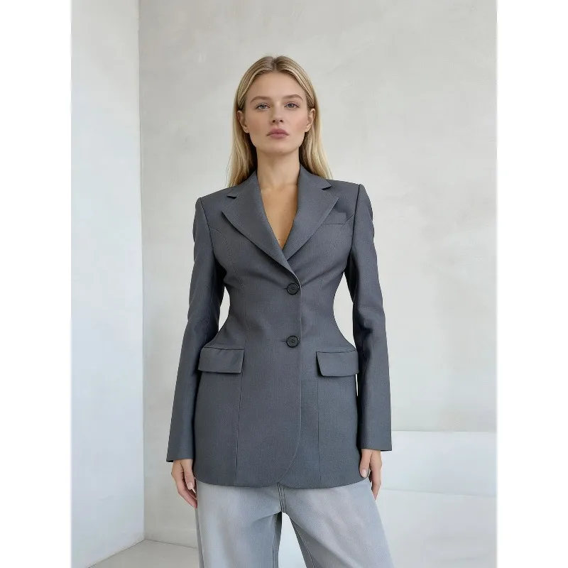 Foreign Trade European and American Style Slimming Suit Jacket Women's Spring Bestseller Solid Color Elegant Tuner Suit Jacket