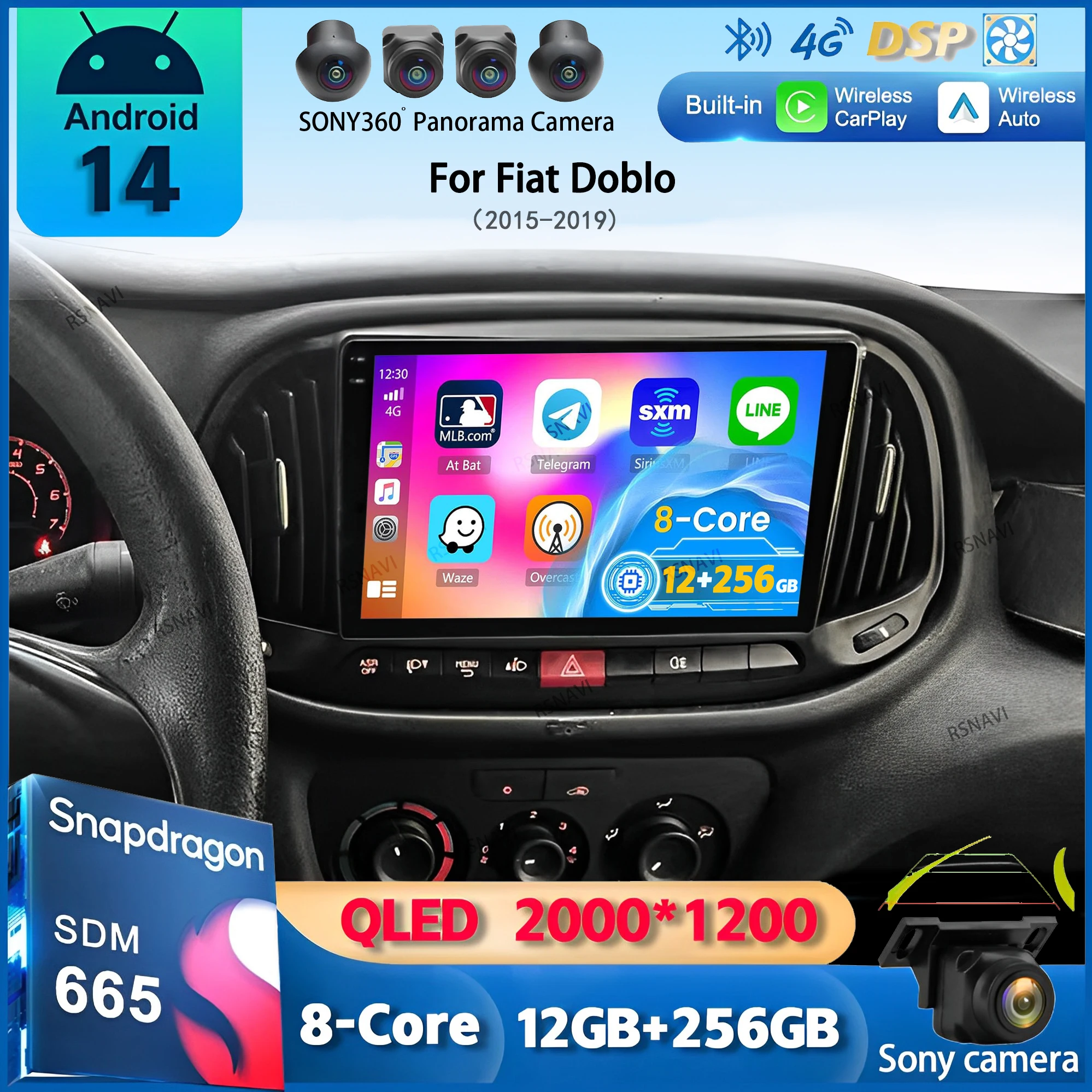 

Android 14 Carplay Car Radio For Fiat Doblo 2015 2016 - 2019 Navigation GPS Multimedia Player wifi+4G Stereo Auto DSP 2 DIN BT
