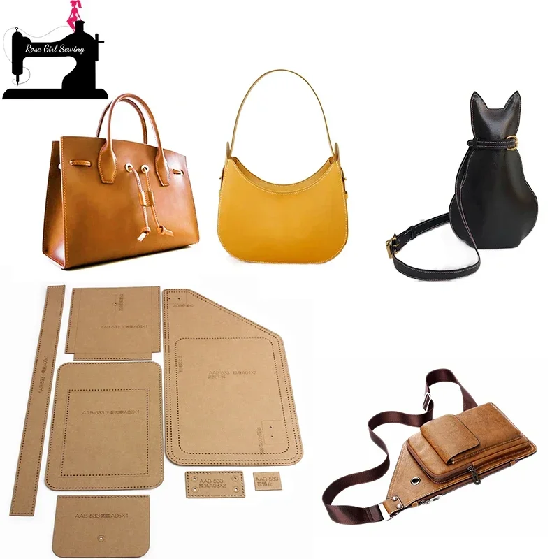 

Acrylic/Kraft Paper Template Handmade Leather Crafts Cat Cartoon Bag Crossbody Cutting With Holes DIY Design Pattern Drawings