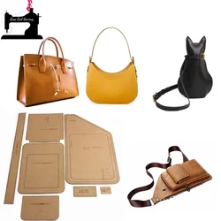 Acrylic/Kraft Paper Template Handmade Leather Crafts Cat Cartoon Bag Crossbody Cutting With Holes DIY Design Pattern Drawings