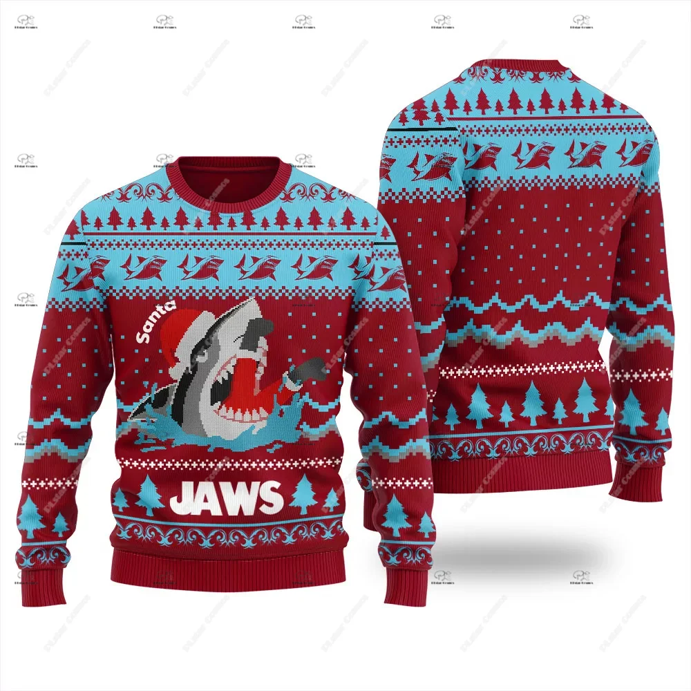 

Рождественский вязаный уродливый свитер с Санта-Клаусом и котом, граффити, ретро, винтажный пуловер с 3D принтом, Harajuku, повседневный забавный свитер с длинными рукавами X5