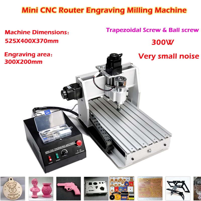 

LY CNC 3020 T-DJ/Z-DQ Mini Milling Machine 3 Axis 300W LPT CNC Router Lathe Wood PCB Plastic Working