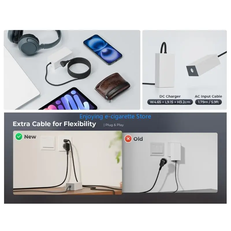 Gray Black Wall Power Adapter, 60W 30V 2A AC100-240V Adapter with US 2Prong Plug for Home Desk Setups Alternating Current Use