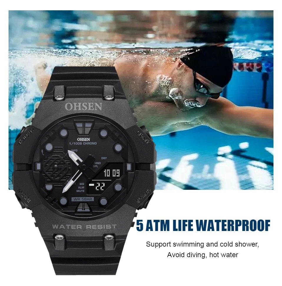 Outdoor Sport Digital Watches for Men Black Silicone Waterproof Tactical Electronic Men\'s Quartz Watch Fashion relogio masculino