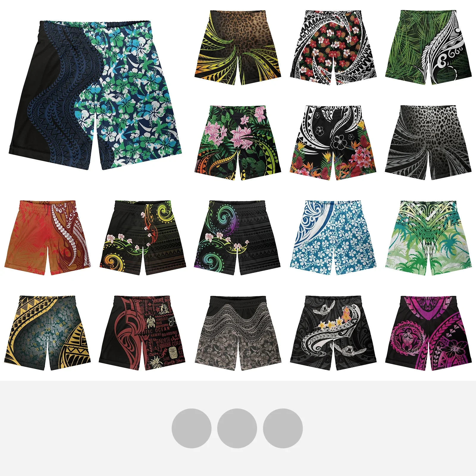 Polynesian Tribal Hawaiian Totem Tattoo Hawaii Prints Gym Shorts Men Mesh Running Shorts Loose Sport Basketball Training Shorts