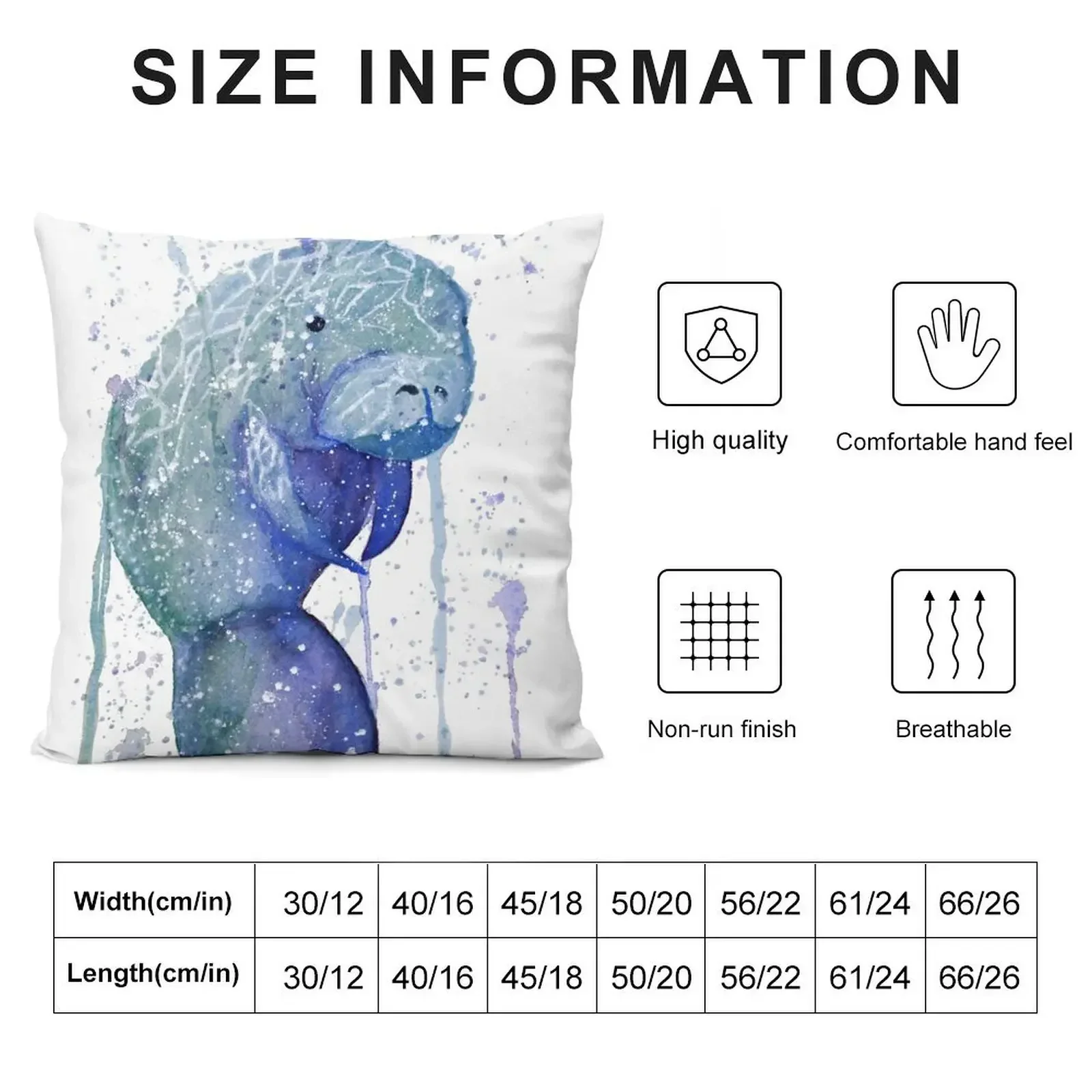 Watercolor Manatee Throw Pillow Cushion Child Sofa Cushions Covers luxury sofa pillows Cushion Cover pillow