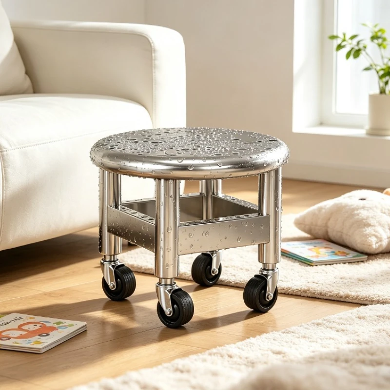 Silent Swivel Caster Stool, Multifunctional Rolling Seat for Kids & Home, Toddler Learning Balance Chair with Wheels