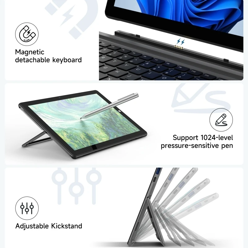 10.8'' Windows 10 Tablet PC CWI540 N4020 CPU 4GB RAM 64GB ROM 1.10GHz Quad Core 1920x1200 IPS Screen