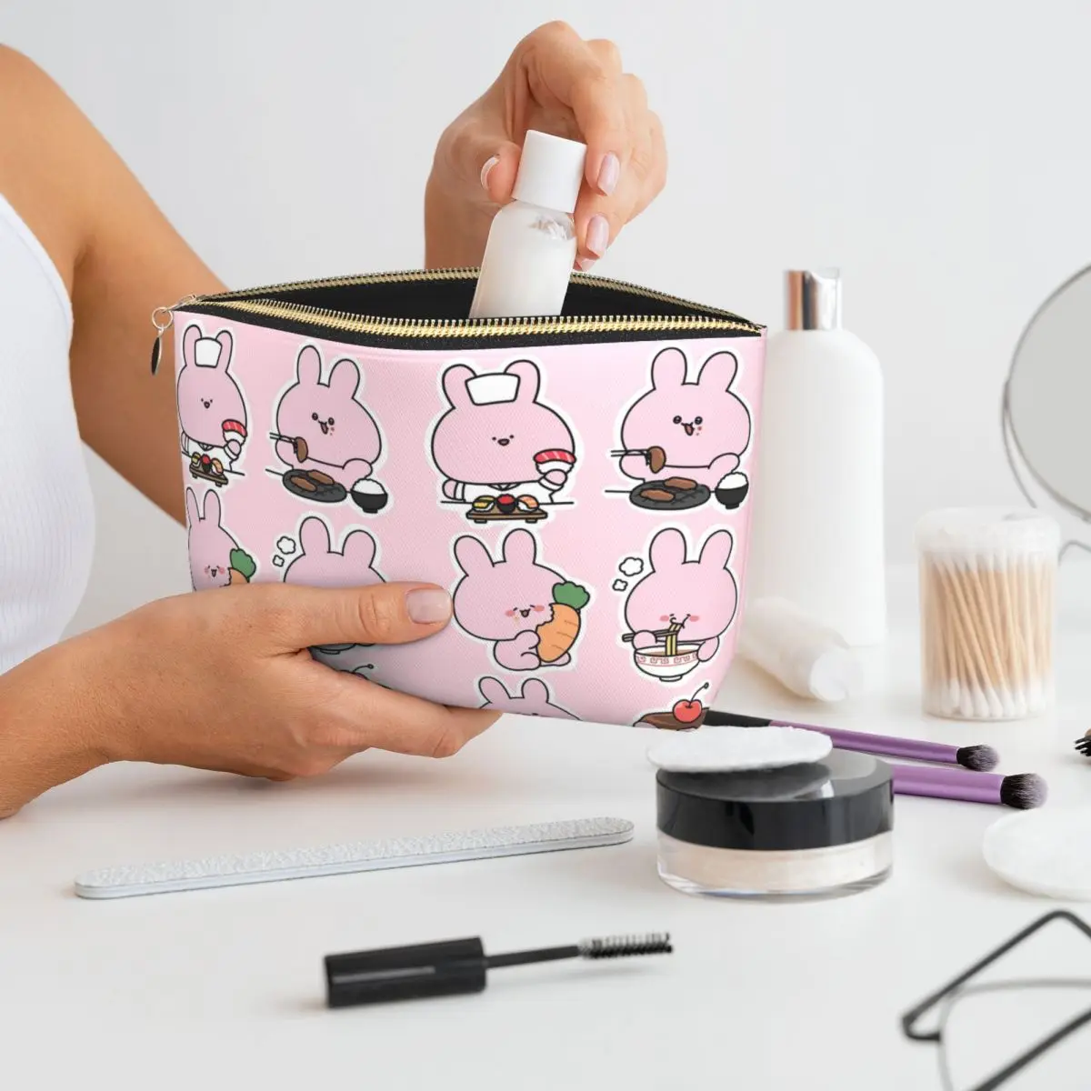 

Asamimi Cartoon 4 Women Cosmetic Bags Travel Makeup Organizer Pouch Toiletry Storage Dopp Kit Case