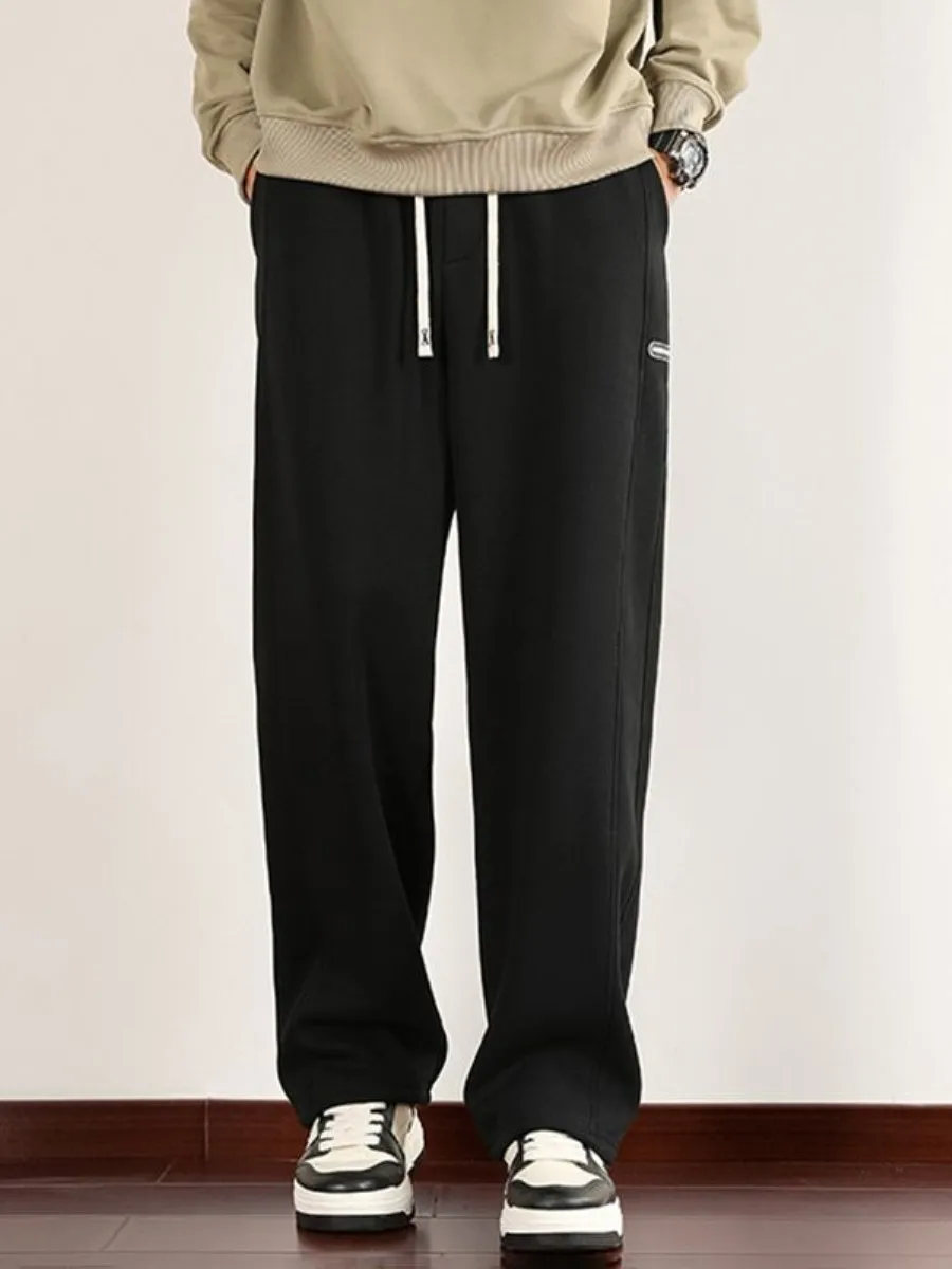 

Men's Fce Lined Straight Leg Sweatpants Spor Loose Fit Large Size Casual Pants for Autumn Winter plus Size Teenagers