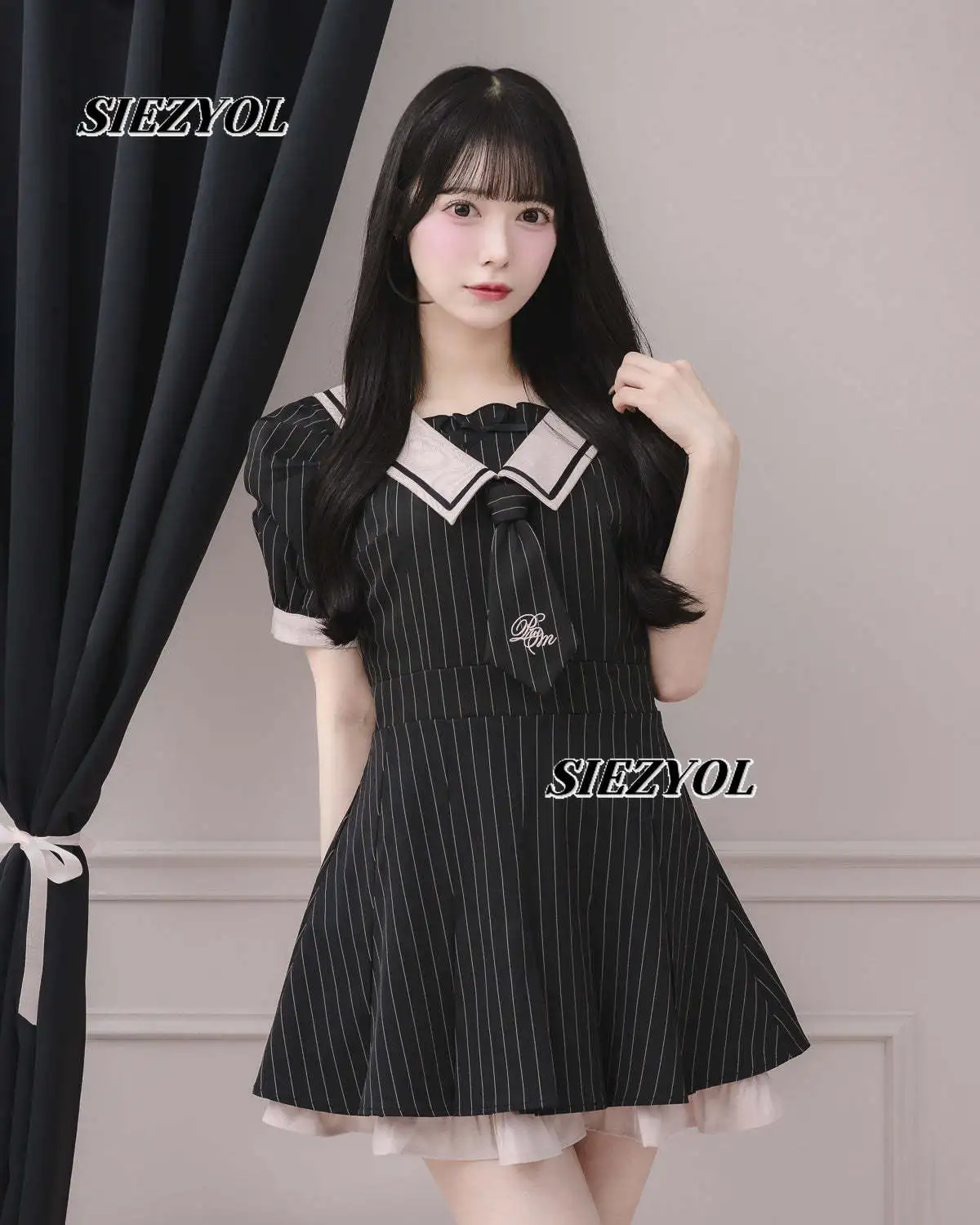 Japanese Sweet Girls Navy Style Lapel Dress Temperament Super Fairy Age Reduction Cute High Waist Slim Short Sleeve Dresses