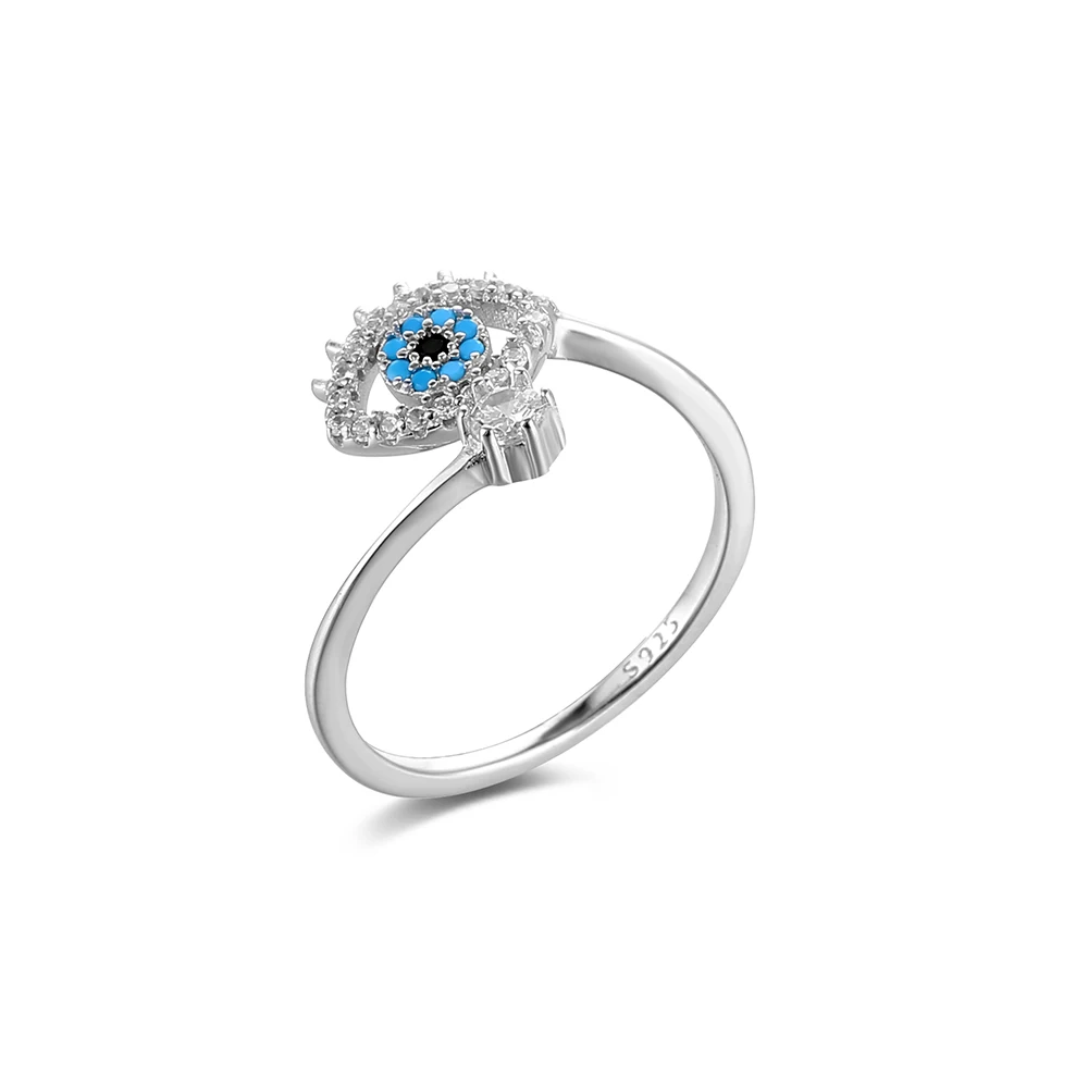 RYJU-Anillo de Plata de Ley 925 con diseño de ojo del diablo para mujer, sortija ajustable de zirconia, Simple, de Turquía