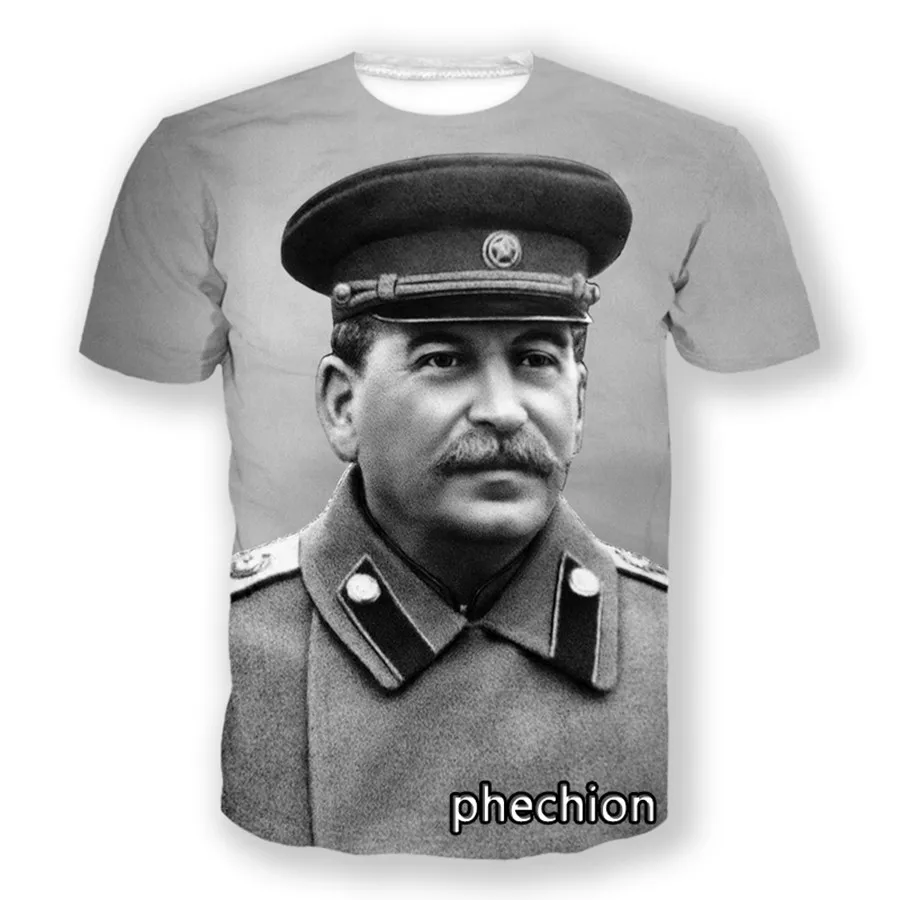 phechion New Fashion Men/Women Joseph Stalin 3D Printed Short Sleeve T-Shirt Casual T Shirt Sport Hip Hop Summer Tops L05