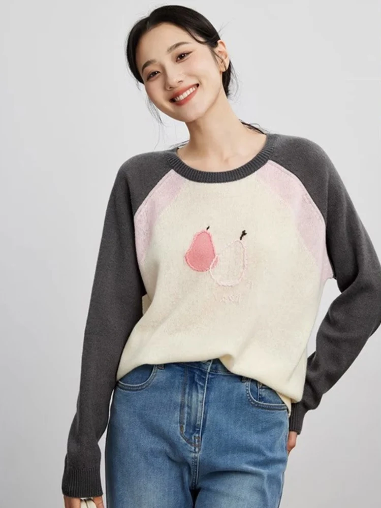 

Удобный мягкий шерстяной вязаный свитер с плечами, женский модный ранний осенний утягивающий цветной топ, качественный трикотаж