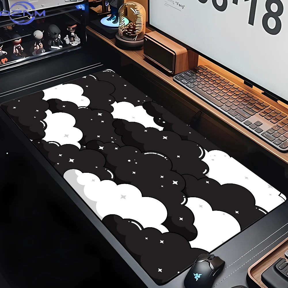 Large Size Pastel Clouds Pink Desk Mat Cartoon Extended Gaming Mousepad Rubber Lock Edge Keyboard Table Mat