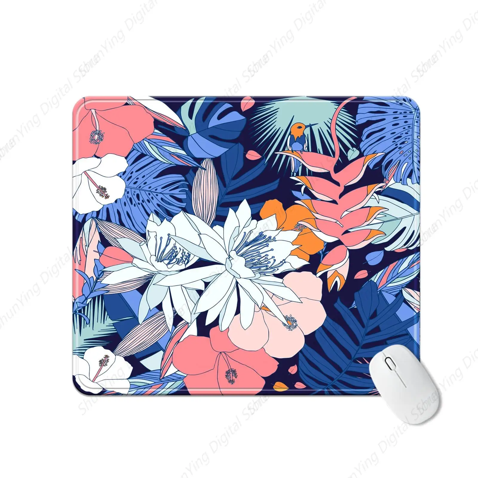 Tapis de souris design fleur et cuir chevelu tropical, pour ordinateur et ordinateur portable, adapté au travail et aux études à domicile, 25x30cm